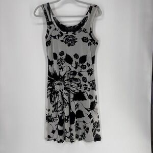 Karen Kane Tank Travel Dress Large Black Stretch Lined Bohemian Floral Print